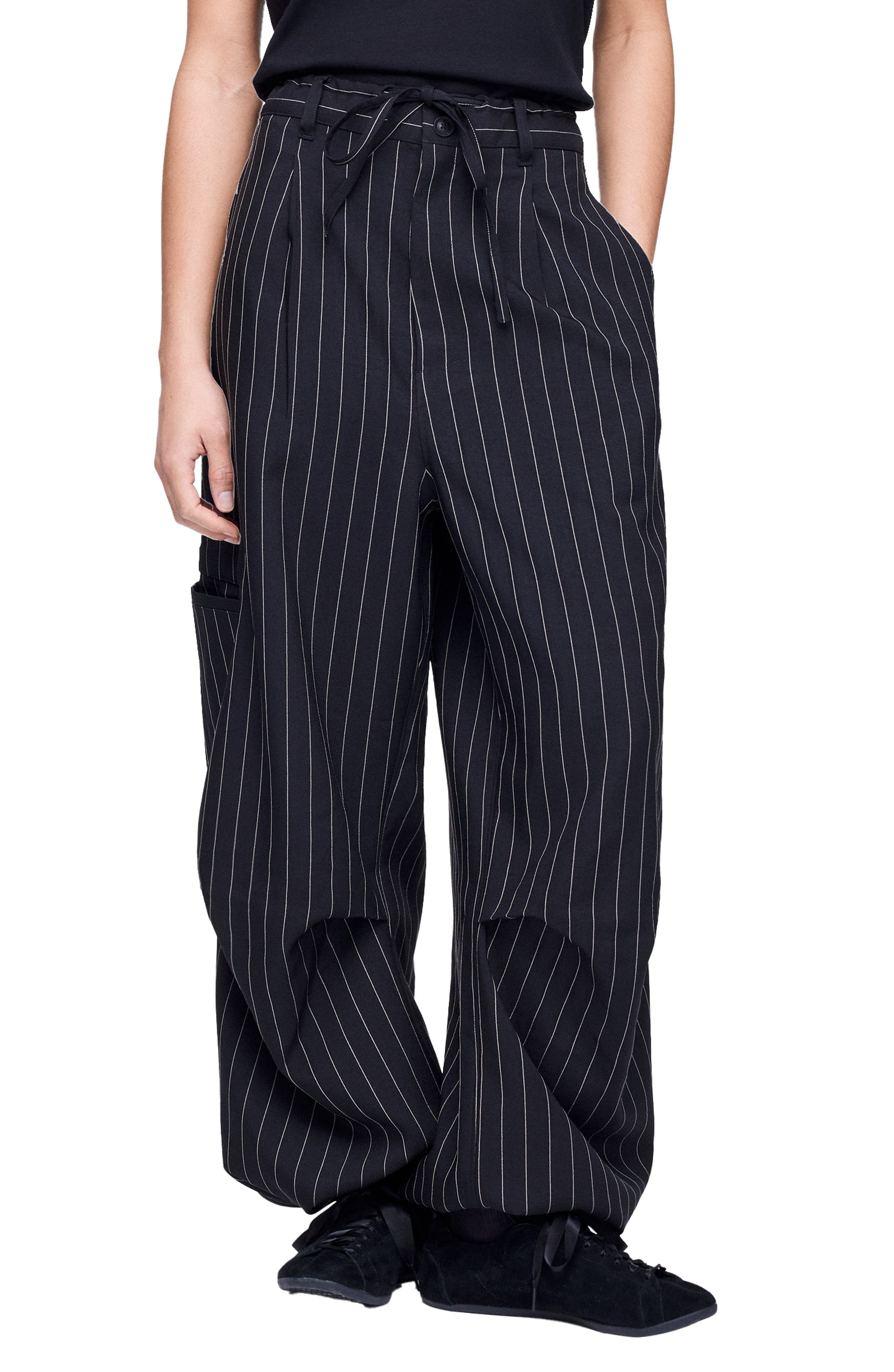 Pinstripe Utility Wide Leg Pants