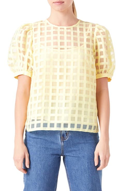 Windowpane Sheer Top