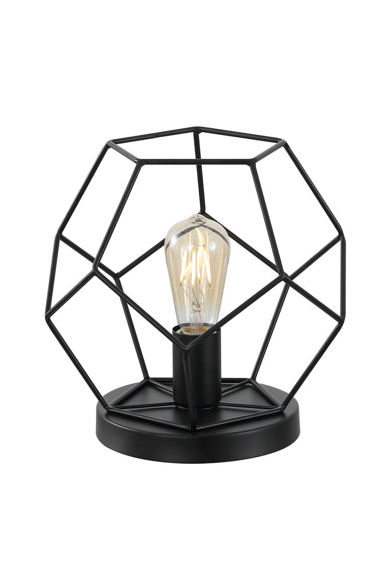 James MidCentury Glam Metal/Marble Geometric LED Table Lamp, Alternate, color, Jet Black