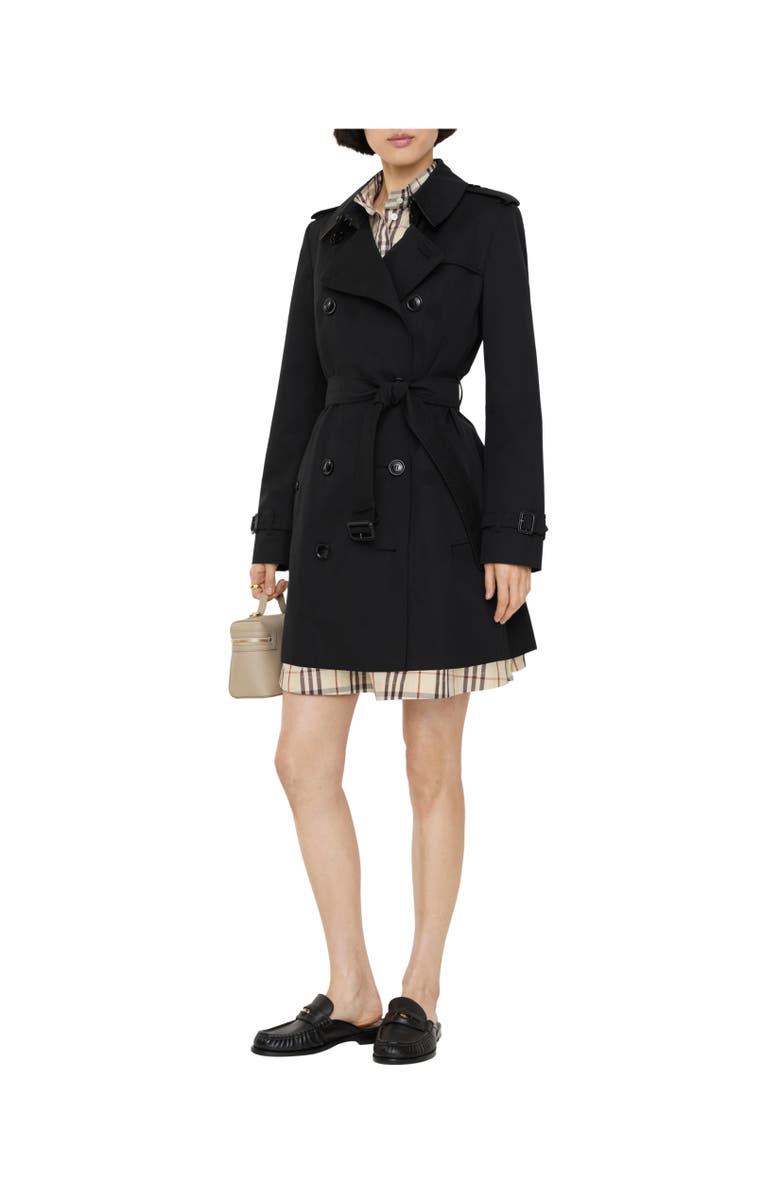 Burberry Short Chelsea Heritage Trench Coat, Alternate, color, Black