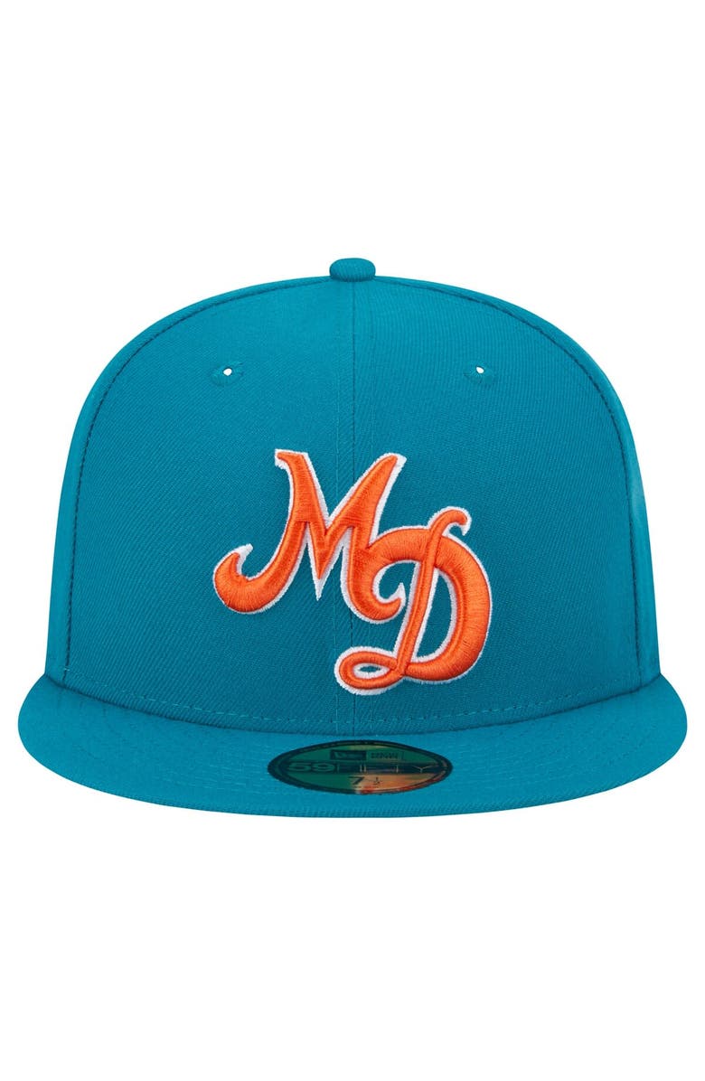 New Era Men's New Era Aqua Miami Dolphins City Originals 59FIFTY Fitted Hat, Alternate, color, 