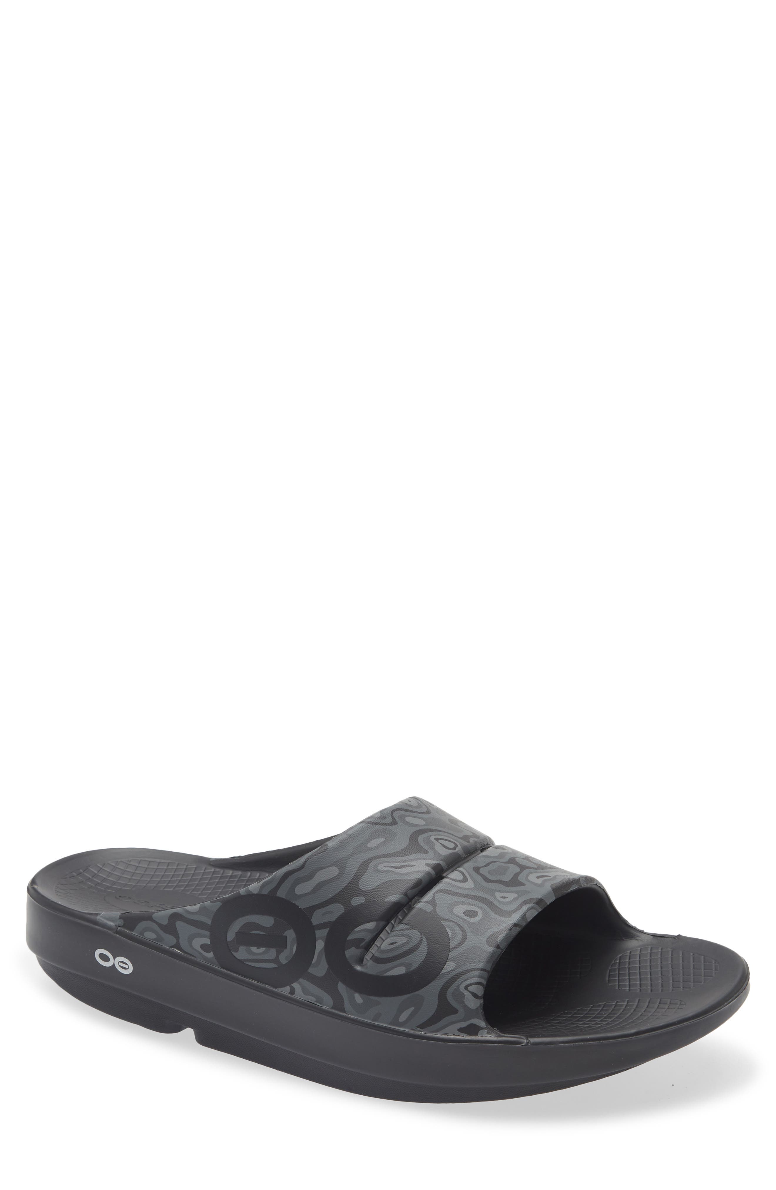 Oofos Gender Inclusive Ooahh Sport Slide Sandal, Main, color, Black/ Black Water Camo