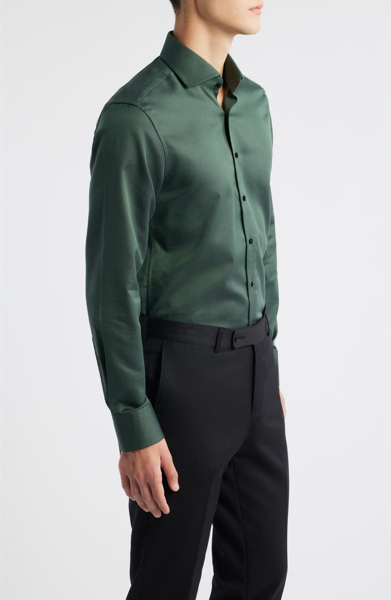 1863 by Eterna Slim Fit Solid Non-Iron Cotton Dobby Dress Shirt, Alternate, color, Dark Green