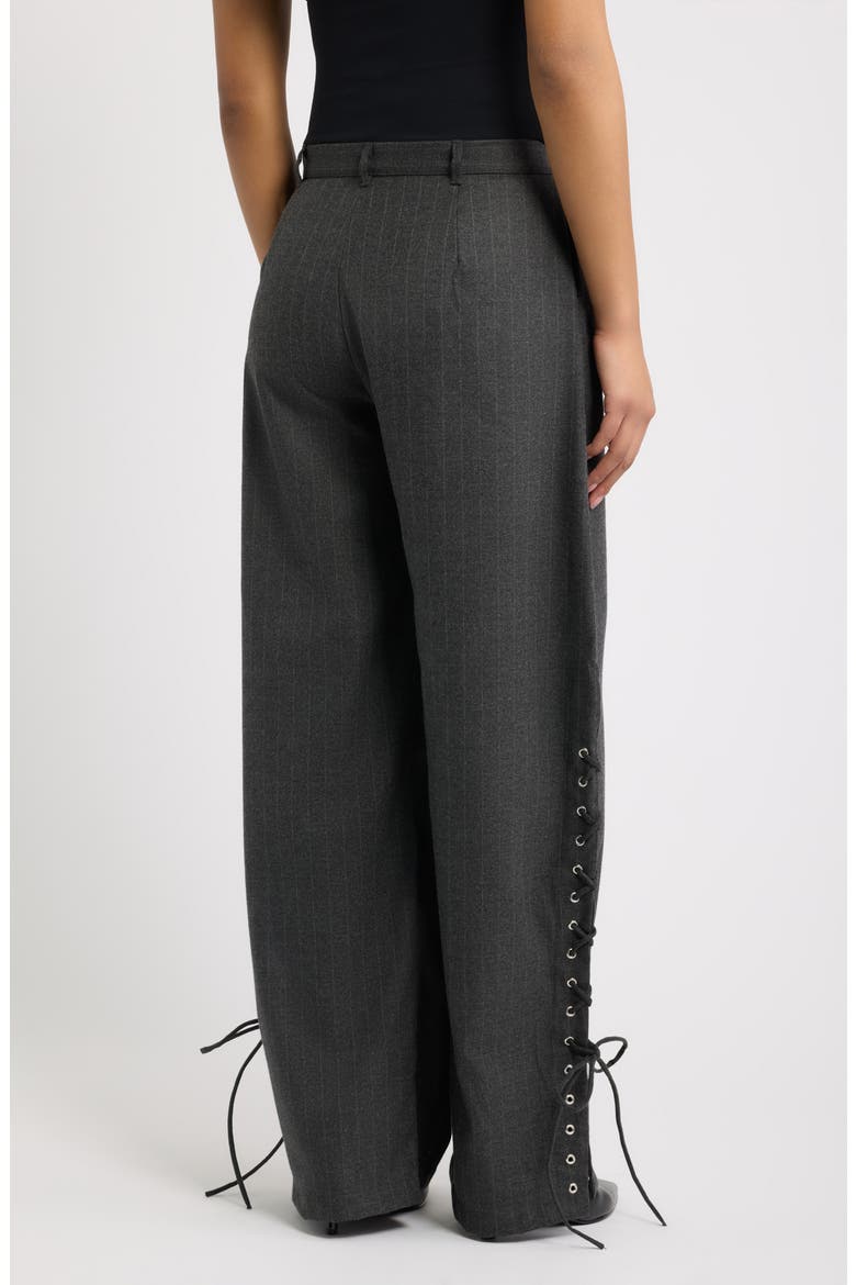 Delirio Lace-up Wide Leg Pants, Alternate, color, GRIS