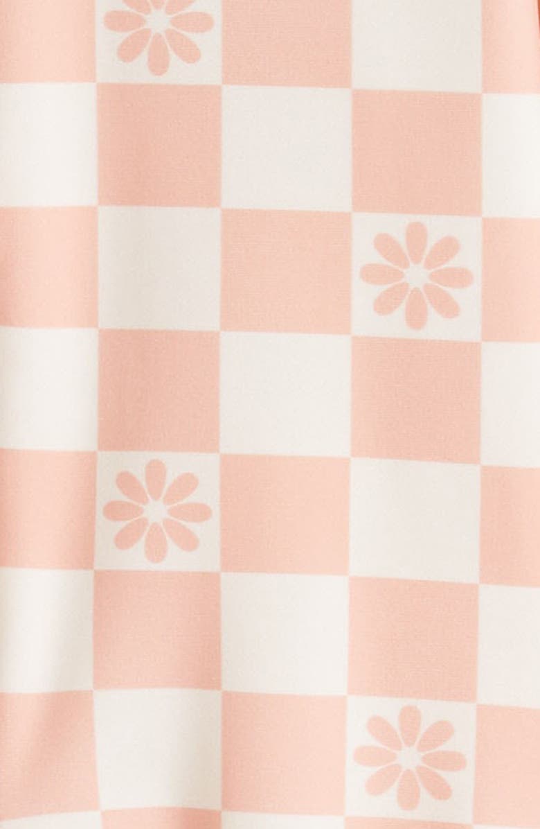 TINY TRIBE Daisy Check Long Sleeve One-Piece Rashguard Swimsuit, Alternate, color, 