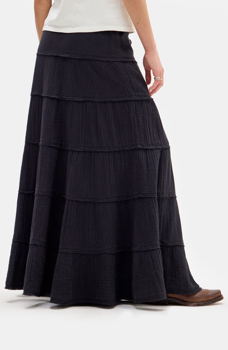 BDG Urban Outfitters Sadie Tiered Cotton Maxi Skirt, Alternate, color, Black