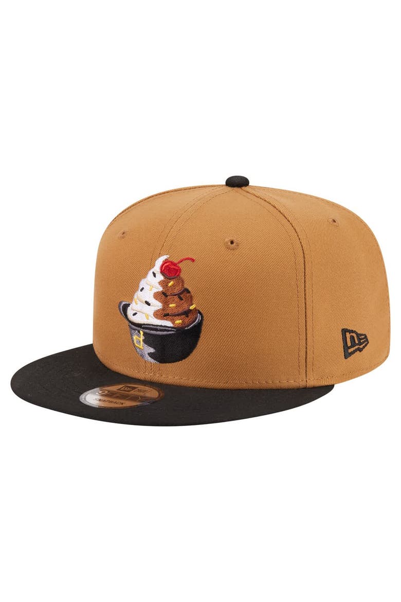 Men's New Era Khaki/Black Pittsburgh Pirates Ice Cream 9FIFTY Snapback Hat, Alternate, color, Khaki