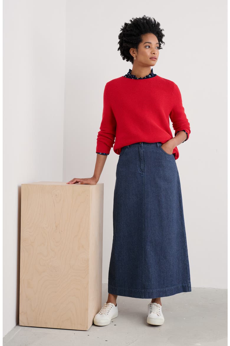 Makers Rib Organic Cotton Sweater, Alternate, color, KNIT MELANGE SCARLET