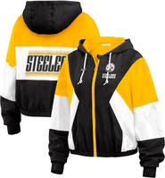 WEAR by Erin Andrews Women's WEAR by Erin Andrews Black Pittsburgh Steelers Color Block Full-Zip Windbreaker Jacket