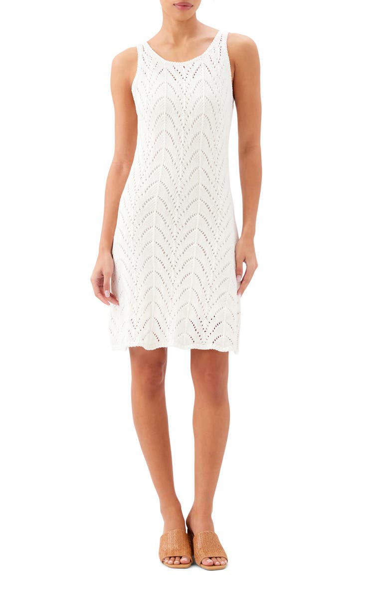 Karen Kane Open Stitch Shift Dress, Main, color, Off White