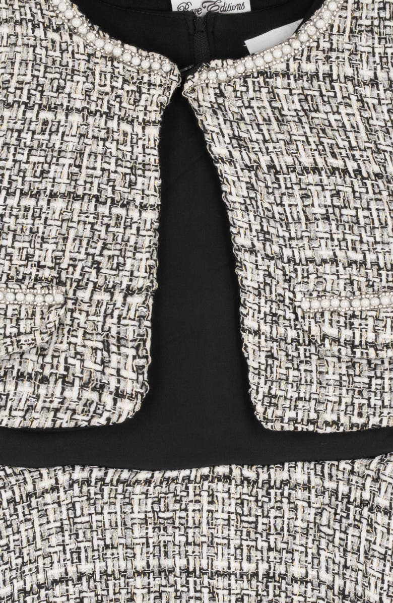 Rare Editions Kids' Bouclé Tweed Dress & Jacket Set, Alternate, color, Black