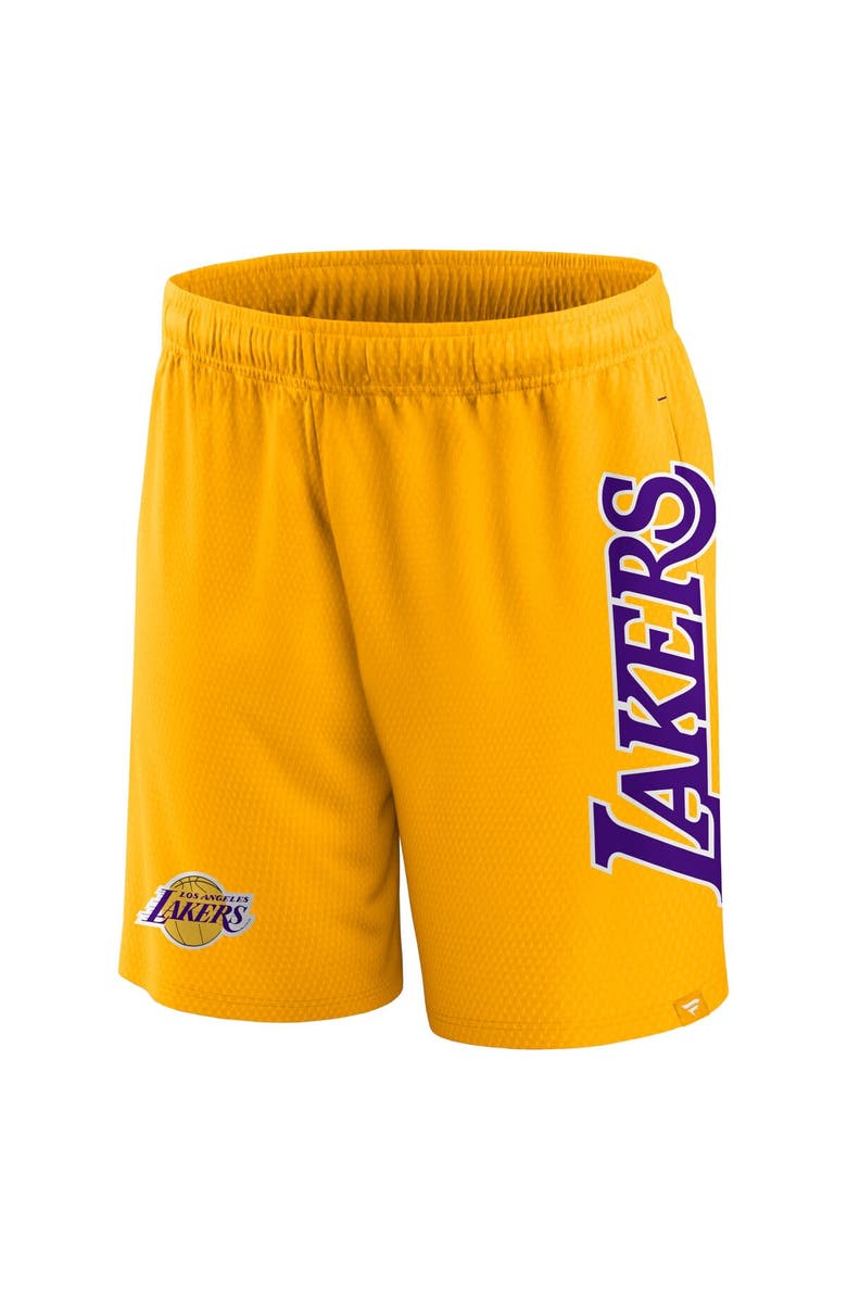 FANATICS Men's Fanatics Branded Gold Los Angeles Lakers Post Up Mesh Shorts, Alternate, color, 