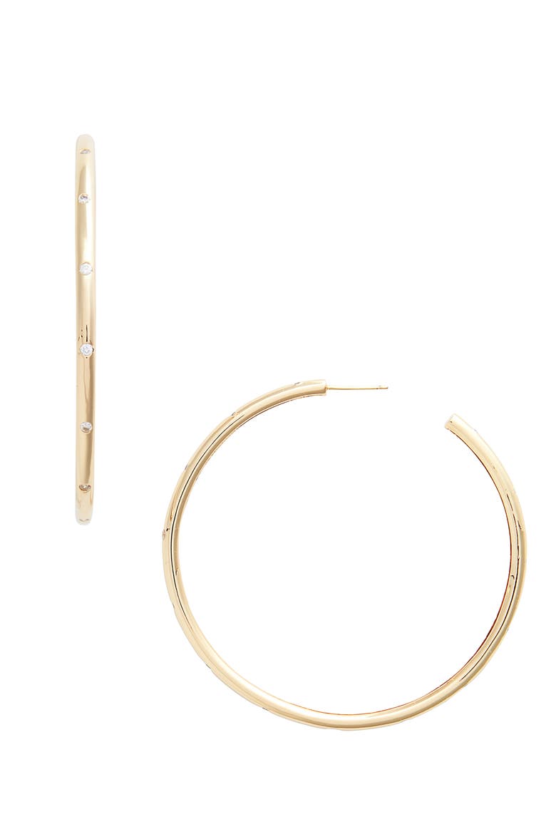 x We Wore What Studded Hoop Earrings, Main, color, GOLD/CLEAR