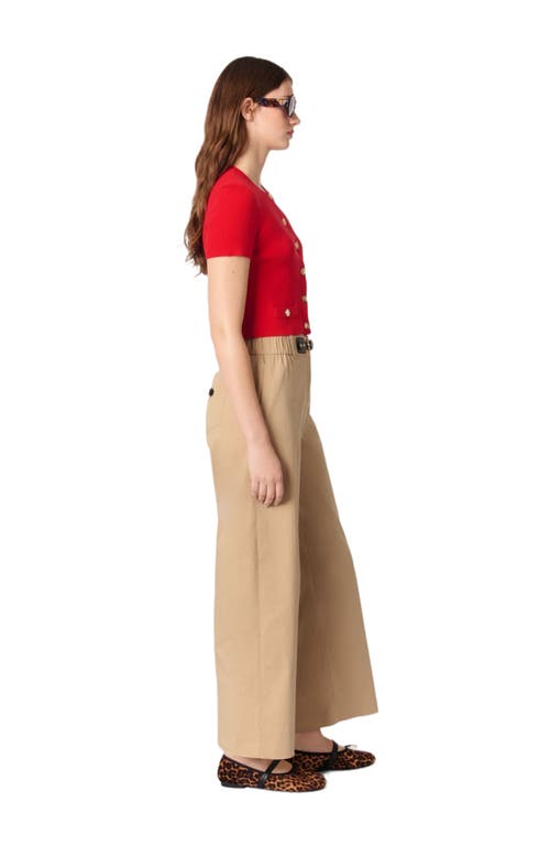 Maje Cropped Cardigan With Gold Buttons In Red