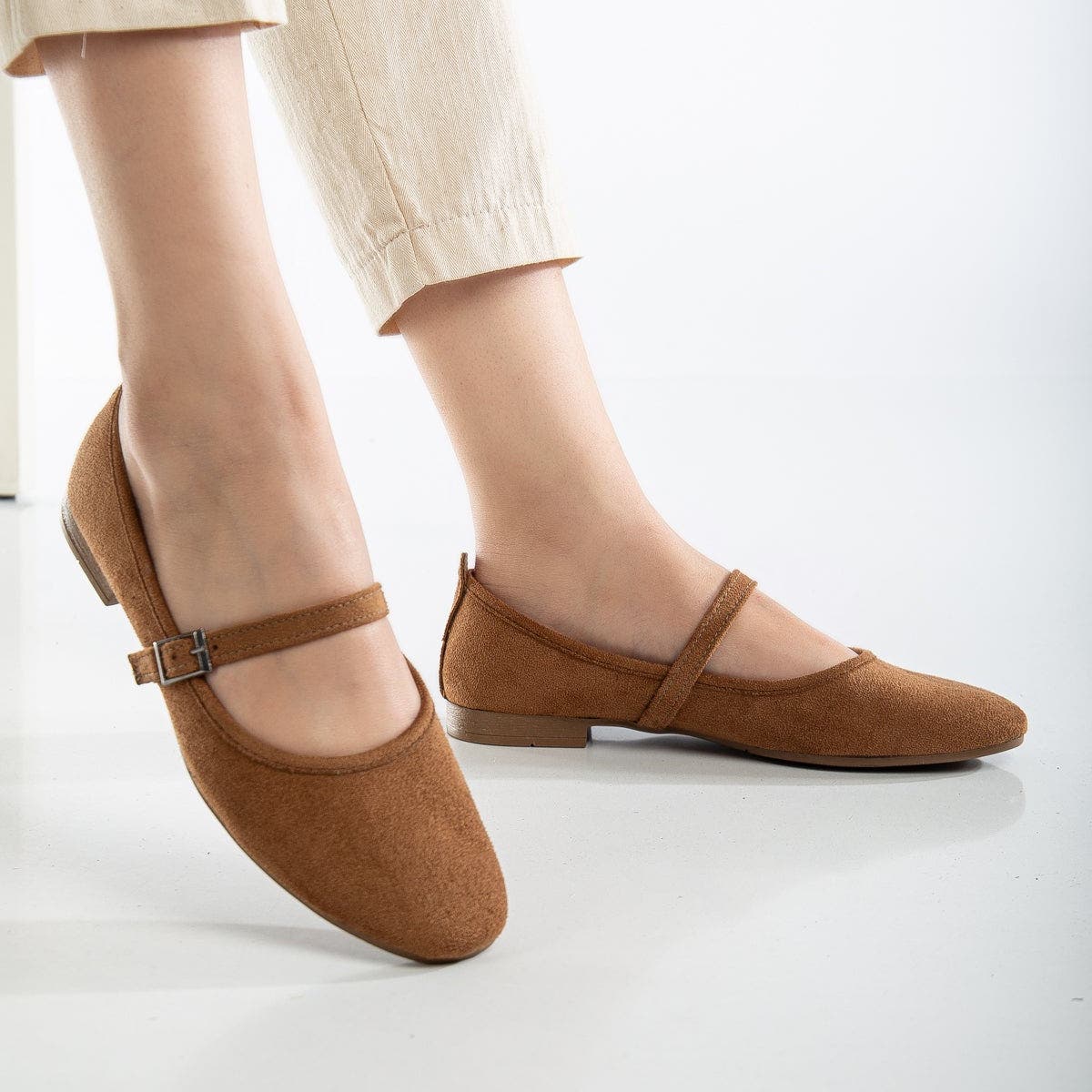 Emilie Mary Jane Flat, Alternate, color, Cognac