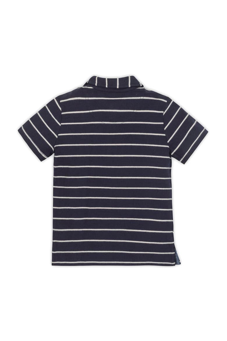 Kids' Organic Short Sleeve Jersey Polo, Alternate, color, Navy Breton Stripe