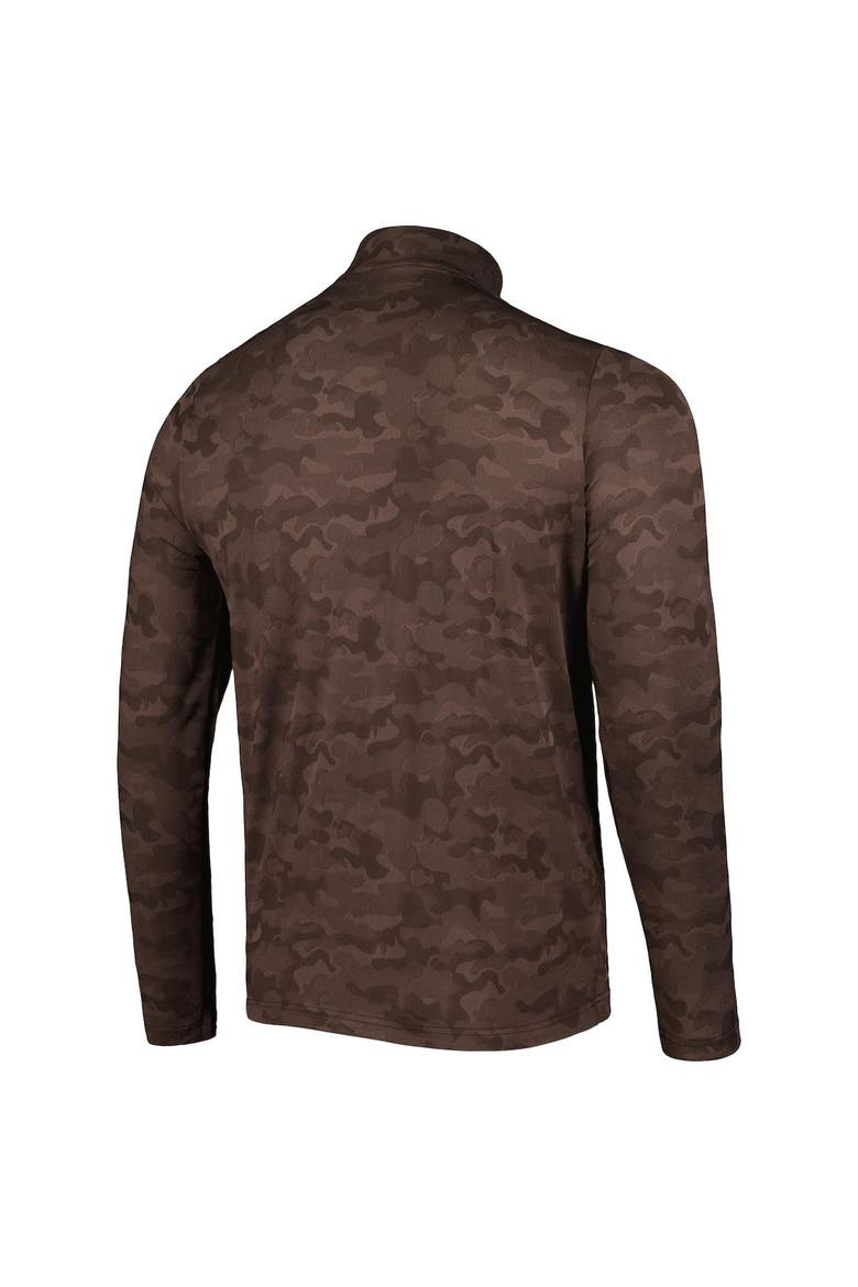 Men's Antigua Brown Cleveland Browns Brigade Quarter-Zip Sweatshirt, Alternate, color, Brown