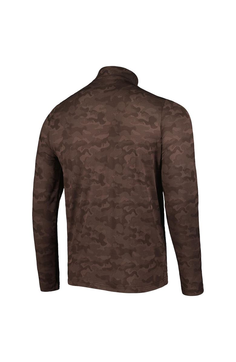 ANTIGUA Men's Antigua Brown Cleveland Browns Brigade Quarter-Zip Sweatshirt, Alternate, color, Brown