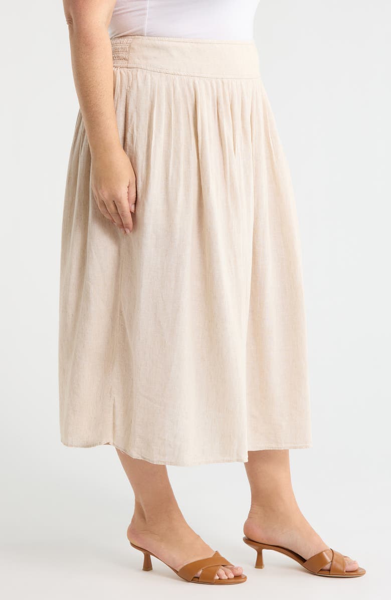 Caslon<sup>®</sup> Pleated Linen Blend Midi Skirt, Alternate, color, Flax