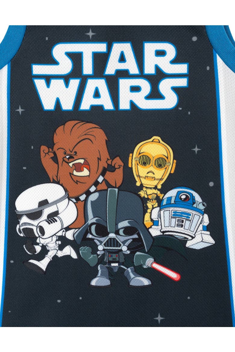 Athletic Sleeveless Romper and Sweatband Set, Alternate, color, Star Wars Navy