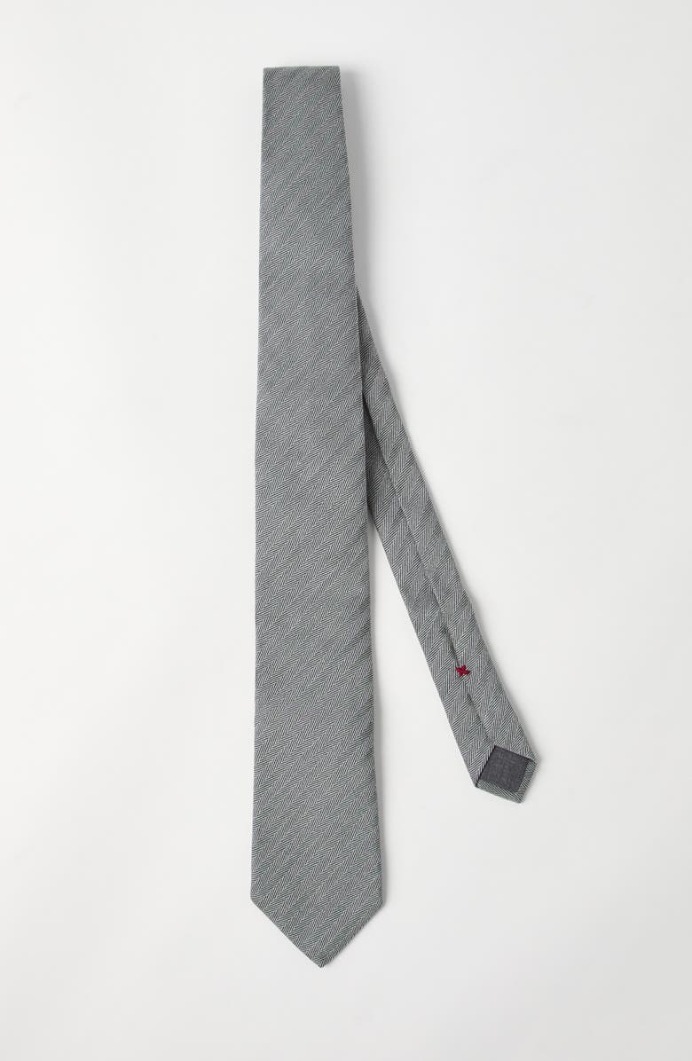 Brunello Cucinelli Herringbone necktie, Alternate, color, Grey