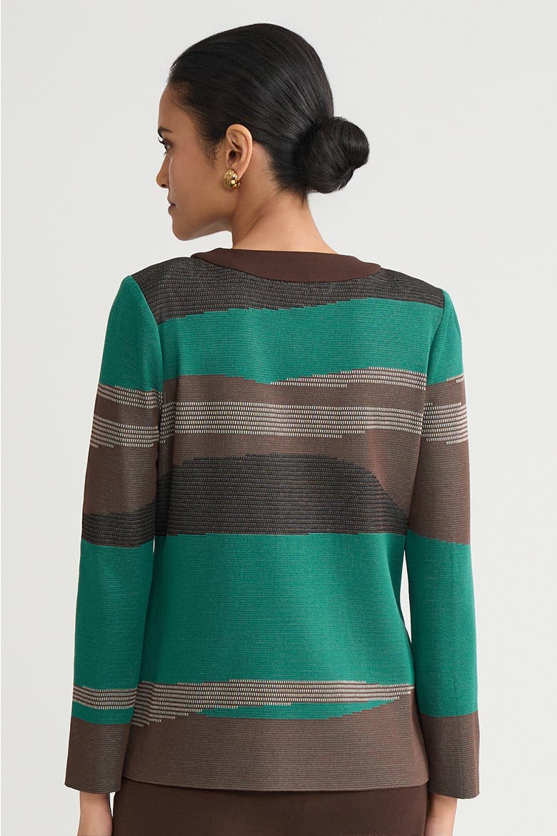 Heritage Embroidered Landscape Jacquard Knit Jacket, Alternate, color, Everest/Dark Umber/Black/Ivory
