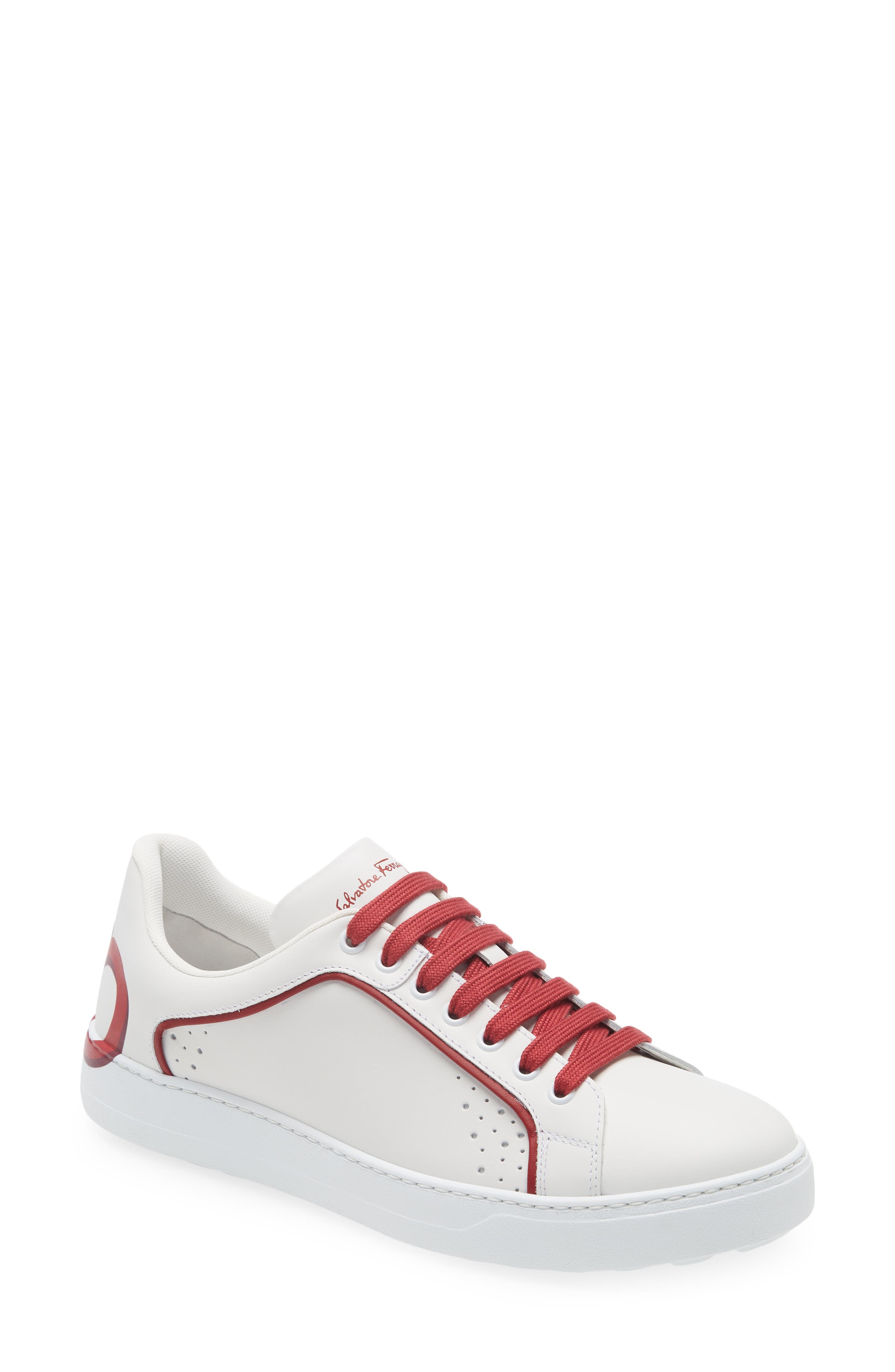 Salvatore Ferragamo Manhattan Sneaker, Main, color, BIANCO/ ROUGUE