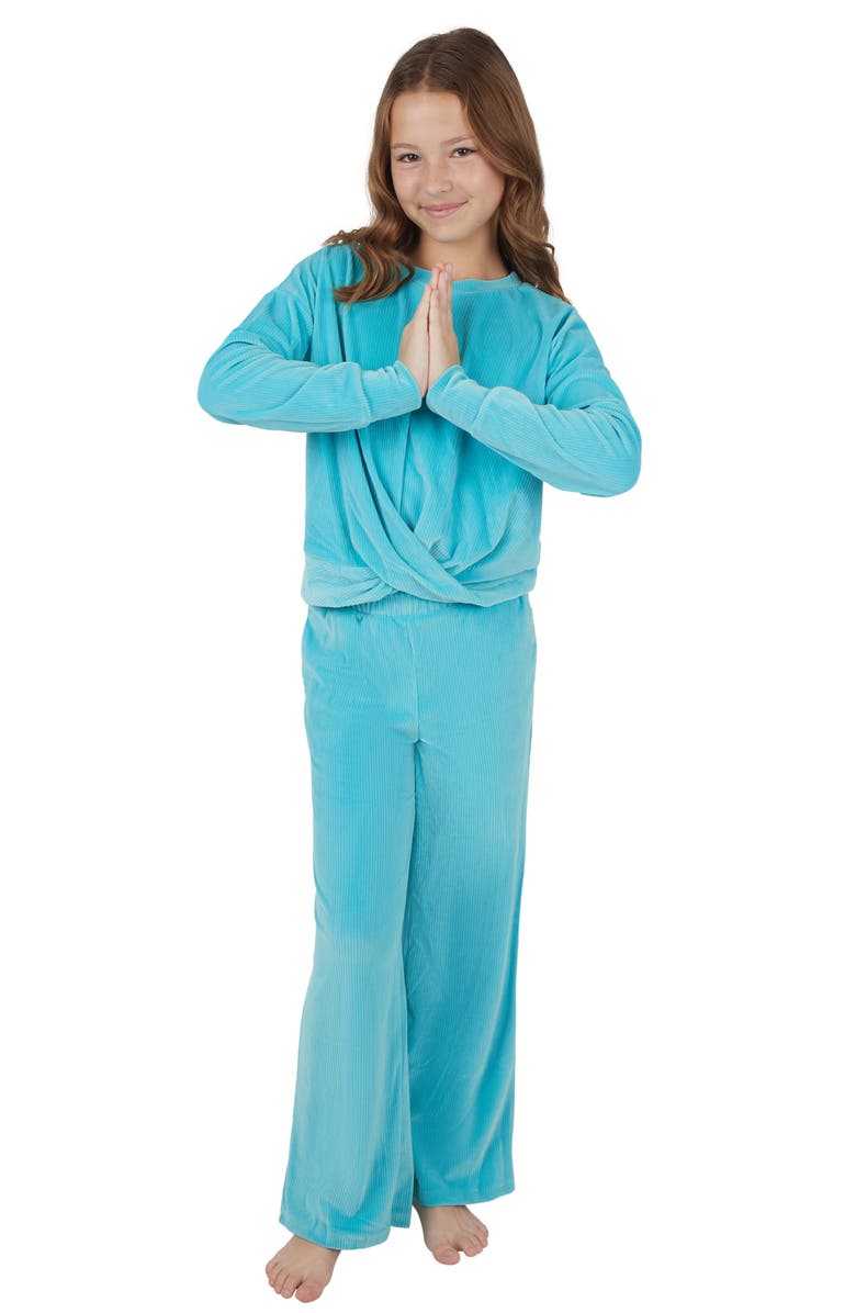 YOGALICIOUS Kids' Rib Velour Sweatshirt & Sweatpants, Main, color, Aquarelle