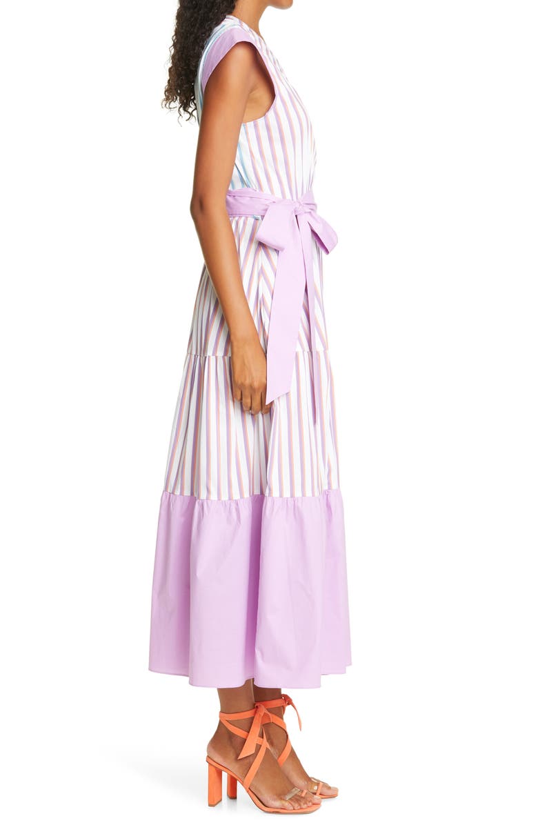 Tanya Taylor Jasmine Tie Waist Stripe Maxi Dress, Alternate, color,