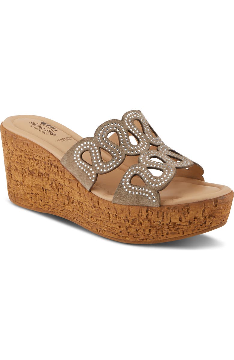 Spring Step Steamy Crystal Embellished Wedge Sandal, Main, color,