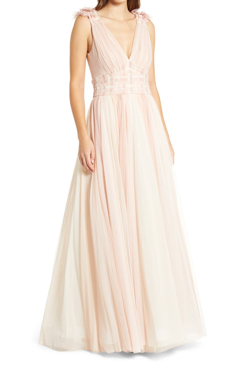 Tadashi Shoji Sleeveless Tulle Gown, Main, color,