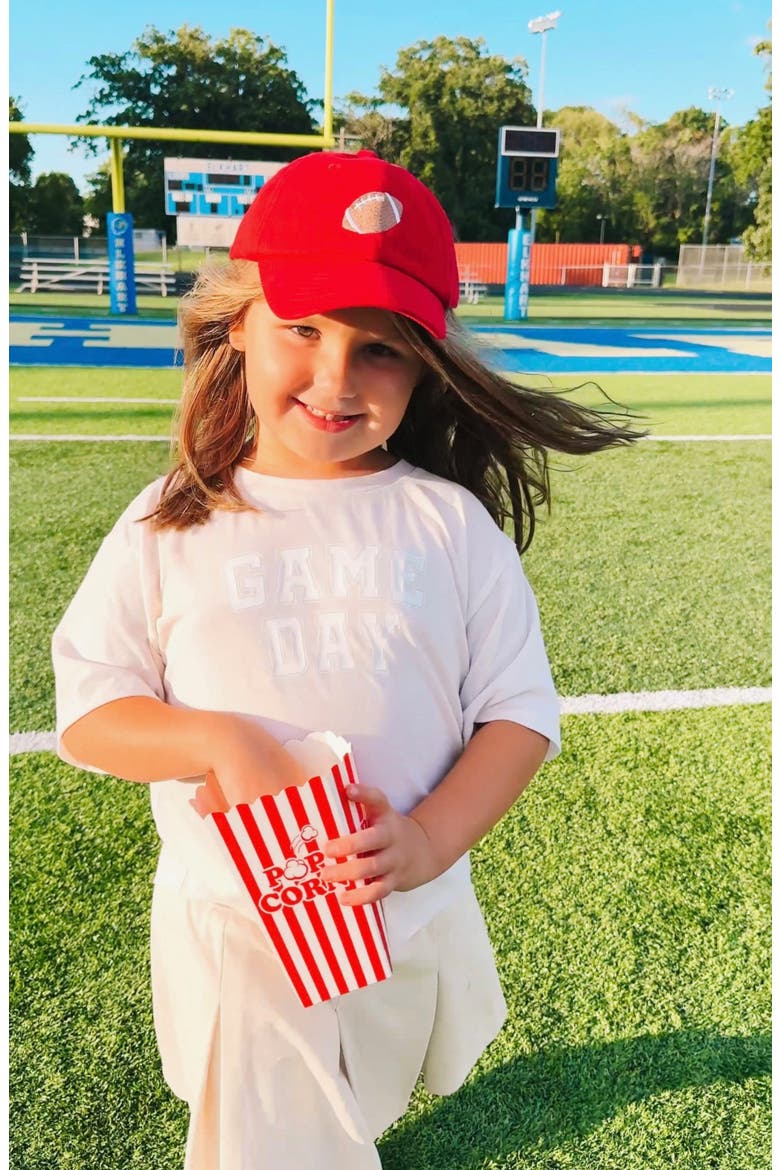 Football Twill Bow Baseball Hat, Alternate, color, Red