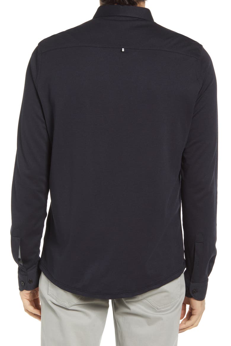 DryTouch® Performance Piqué Knit Button-Up Shirt, Alternate, color, BLACK