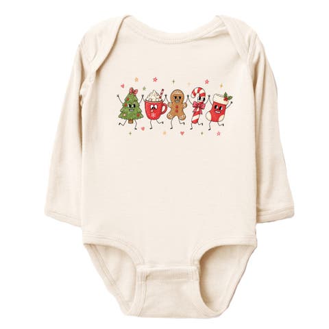Christmas Icons Stick Figures Long Sleeve Bodysuit Baby