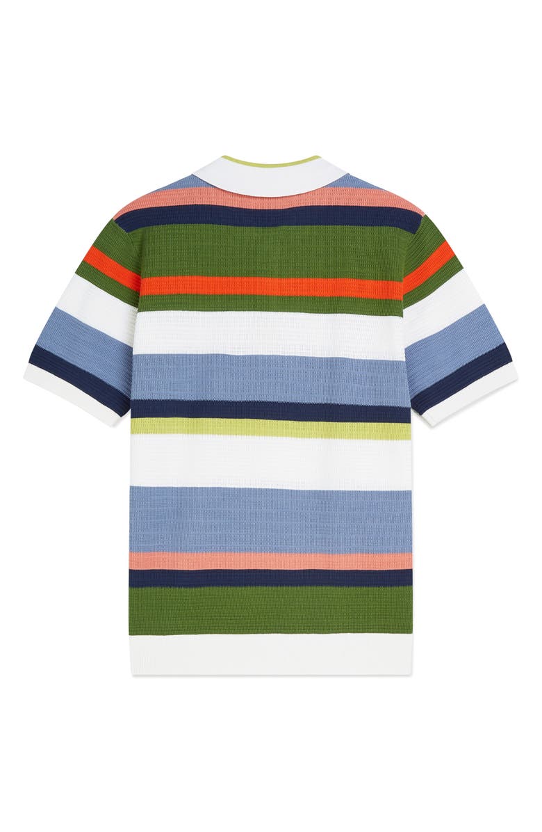 Scotch & Soda Stripe Textured Polo, Alternate, color, Off White Stripe