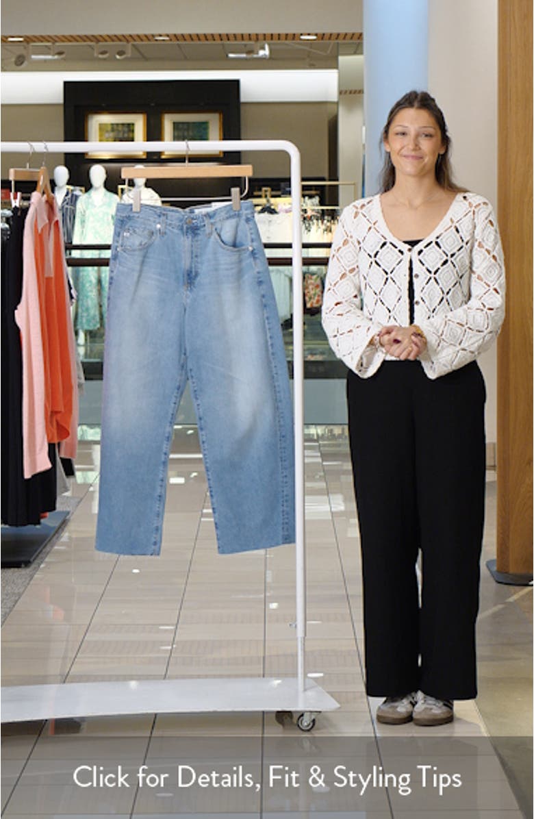 Hattie Raw Hem High Waist Crop Barrel Jeans, sales video thumbnail