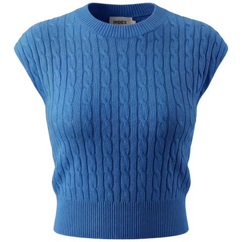 Cable Knit Ribbed Trim Sweater Vest
