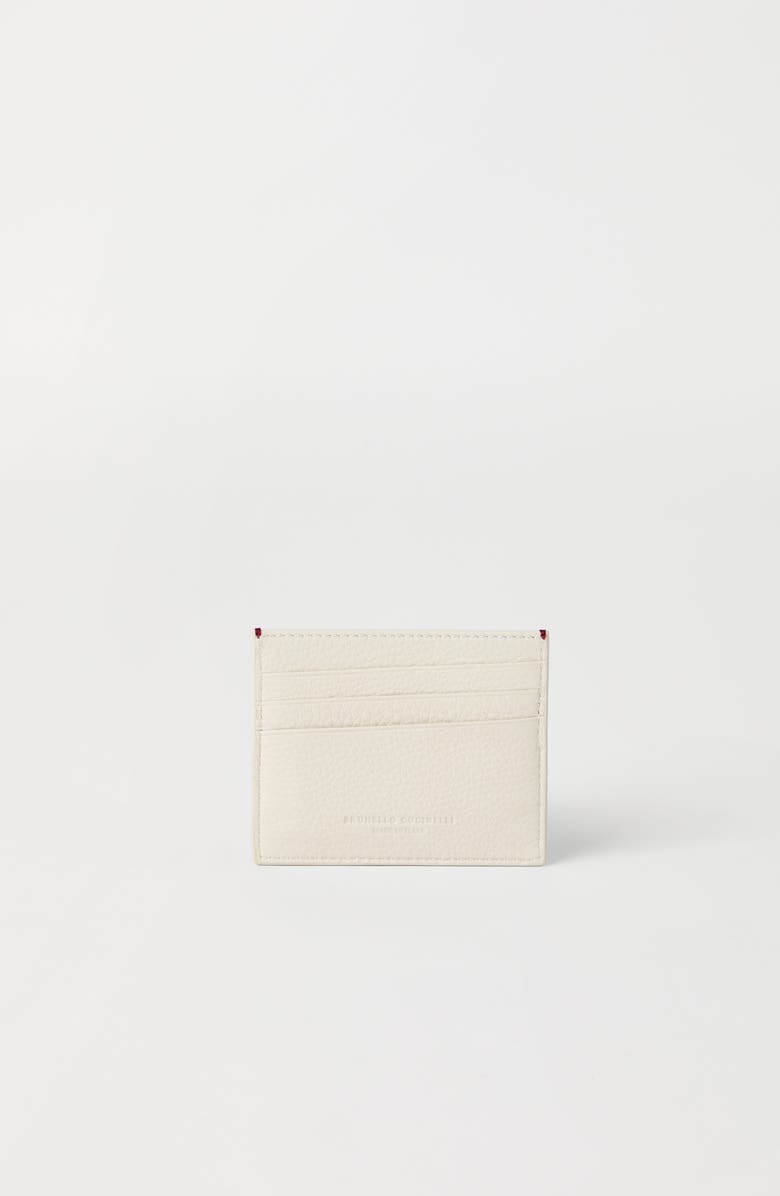 Brunello Cucinelli Calfskin card case, Alternate, color, Ivory