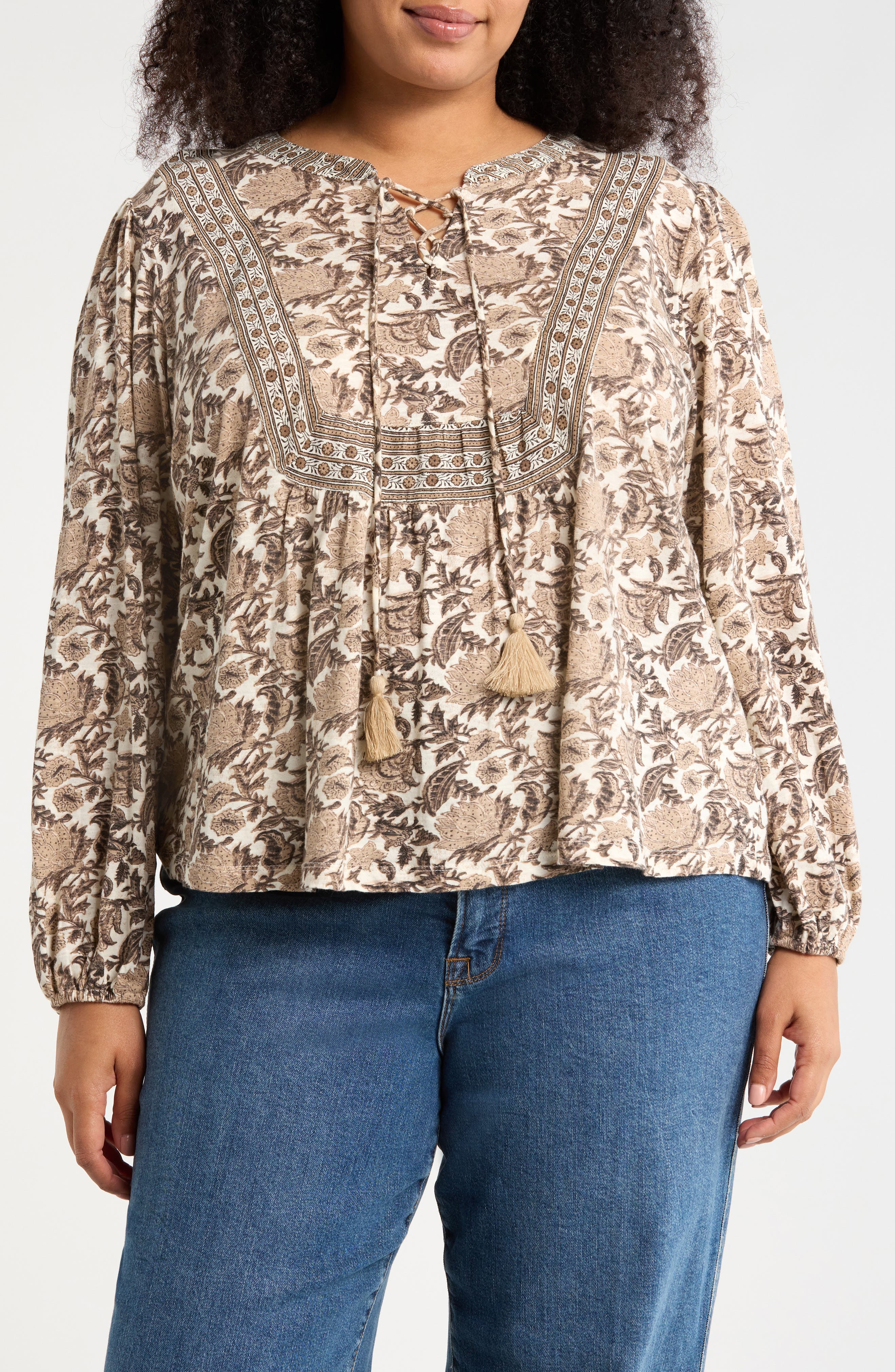 Lucky Brand Lace Neck Top