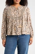 Lucky Brand Lace Neck Top