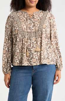 Lucky Brand Lace Neck Top