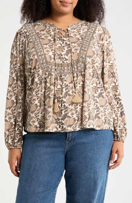 Lucky Brand Lace Neck Top