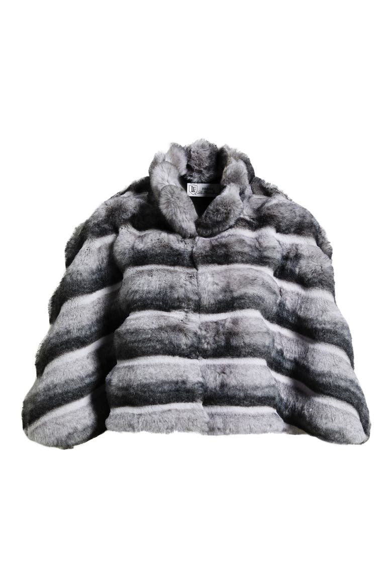 Channeled Faux Fur Capelet, Main, color, GREY