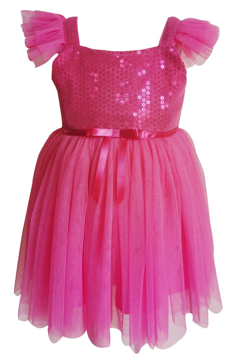Popatu Kids' Flutter Sleeve Sequin & Tulle Dress, Main, color, 