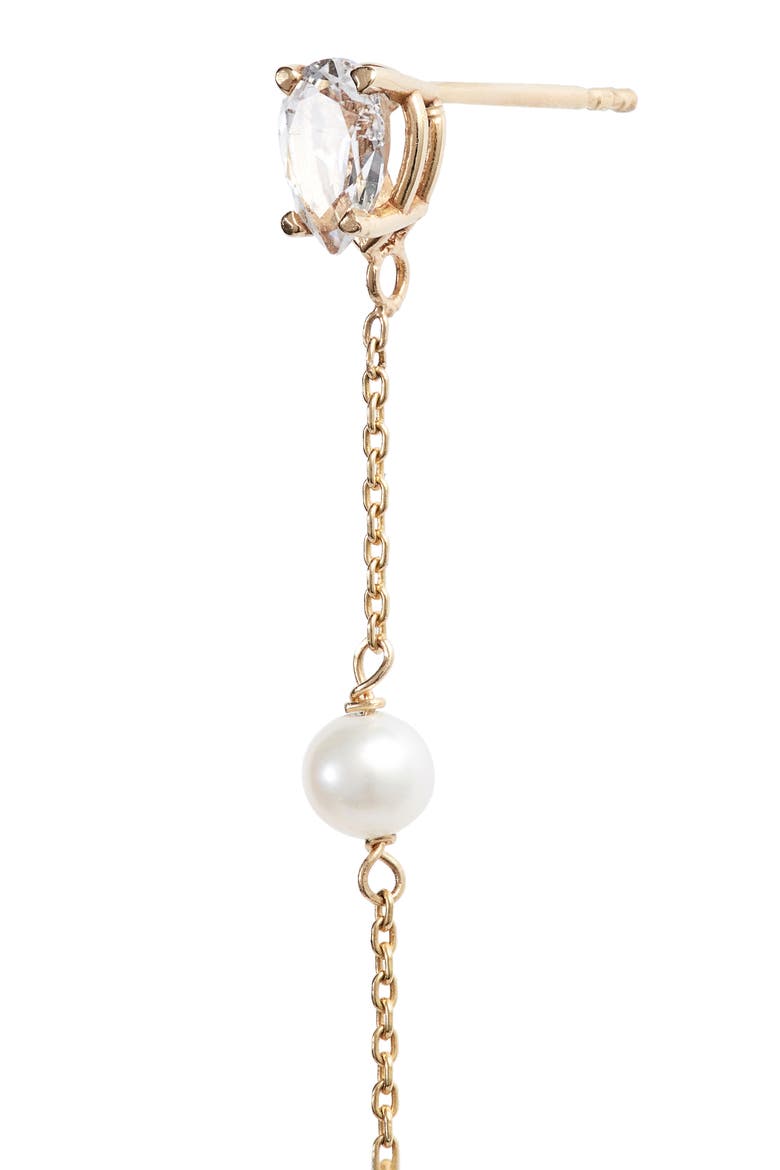 Pearl & Topaz Drop Earrings, Alternate, color, YELLOW GOLD/ PEARL