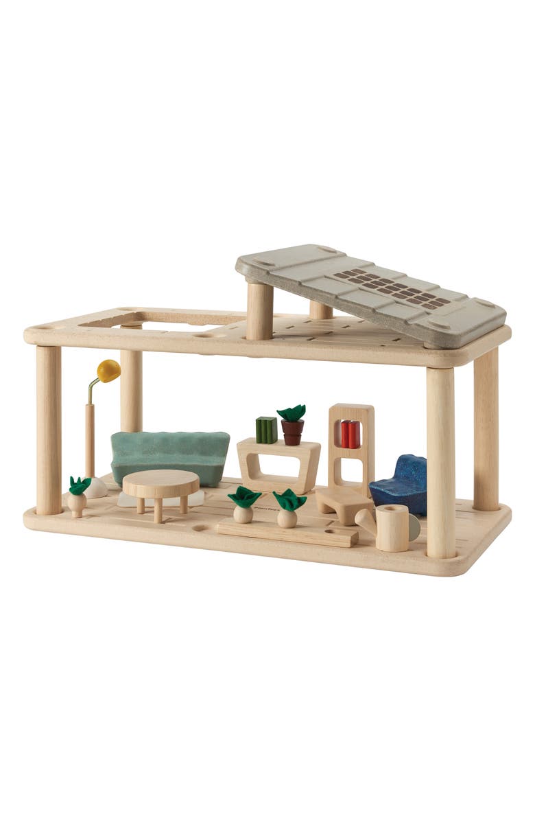PlanToys<sup>®</sup> Dollhouse Gathering Flat with Sunroom, Alternate, color, Brown