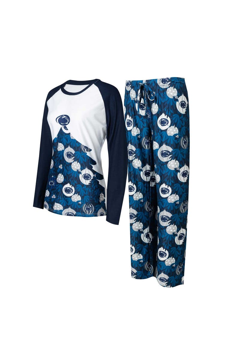 CONCEPTS SPORT Women's Concepts Sport Navy Penn State Nittany Lions Tinsel Ugly Sweater Long Sleeve T-Shirt & Pants Sleep Set, Alternate, color,