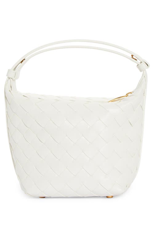 Bottega Veneta Candy Wallace Intrecciato Handheld Pouch In White/gold