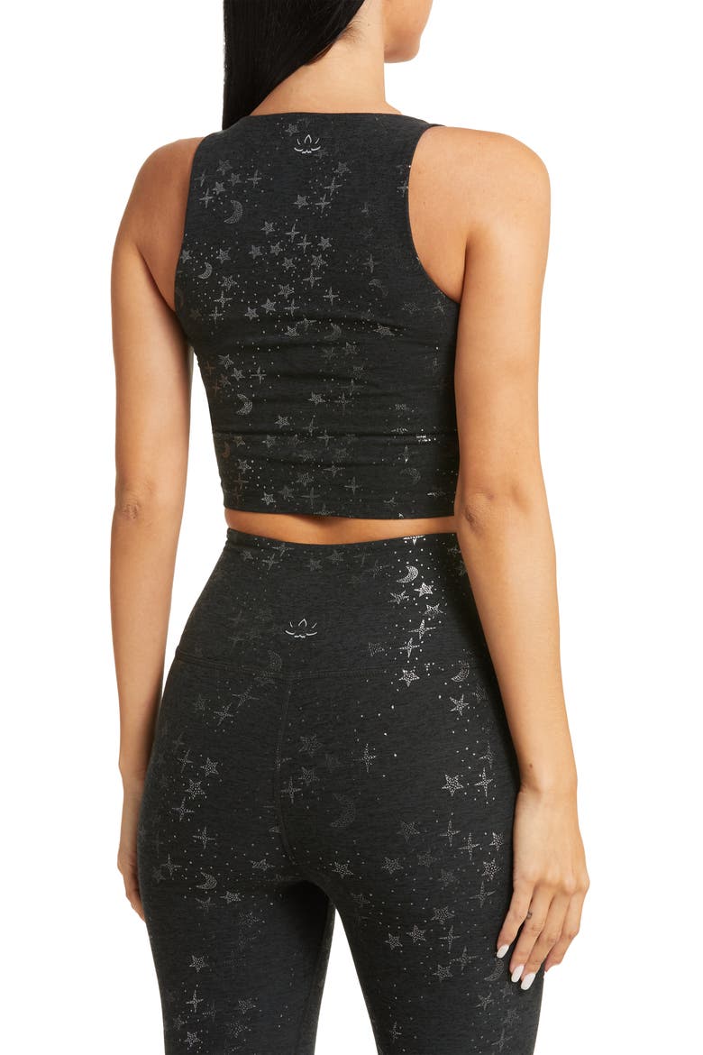 SoftShine Square Neck Crop Tank, Alternate, color, GUNMETAL STARRY NIGHT FOIL