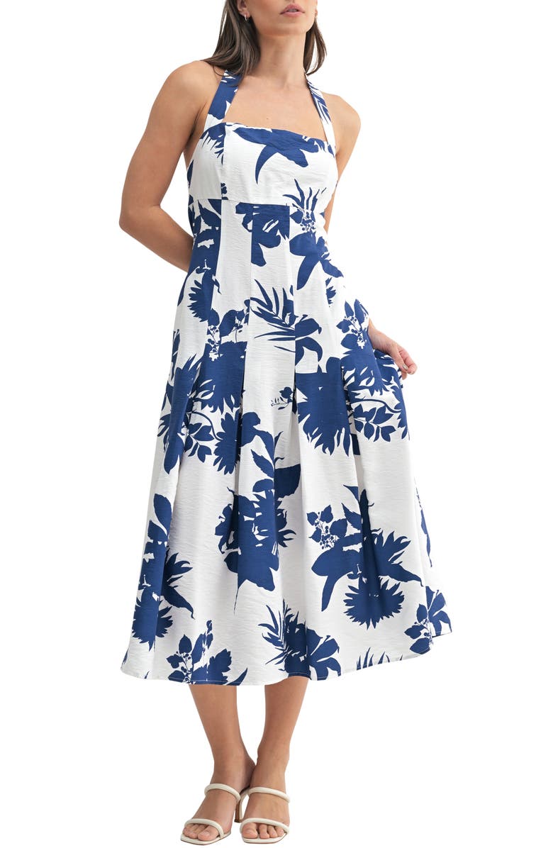 Mila Mae Floral Halter Midi Dress, Main, color, 